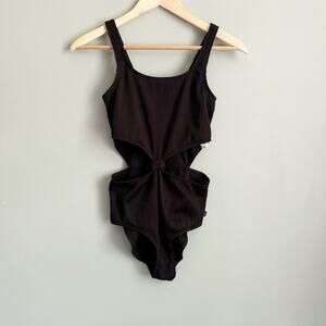 Abercrombie Kids one piece swimsuit cutout knot front black 13/14